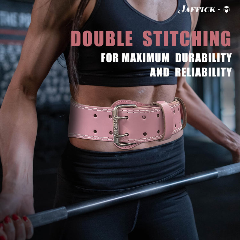 Jaffick Weight Lifting Belt For Ladies Leather Gym Belts Lower Waist Back Support For Women Men Fitness Squat Deadlift Heavy Duty Cross Training Gym Powerlifting Workout Pink-4" wide M
