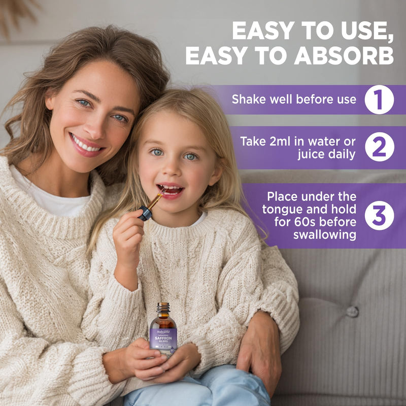 Liposomal Saffron Drops for Kid Adult, Organic Saffron Supplement | with Magnesium Glycinate, L-theanine & Vitamins , Stress, Focus, Vision & Energy Support, Vegan, Lemon Flavor, 2 FL OZ 2 Fl Oz (Pack of 1)