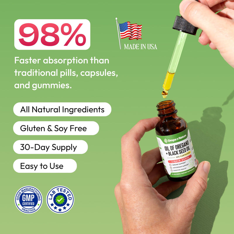Oil of Oregano with Black Seed Oil Liquid Drops ‚Äì Wild Oregano (90% Carvacrol) and Black Currant Seed Oil ‚Äì Vegan, GMO-Free & High-Potency ‚Äì Supports Immunity, Gut Health & Wellness (Unflavored, 30mL) - BeesActive Australia
