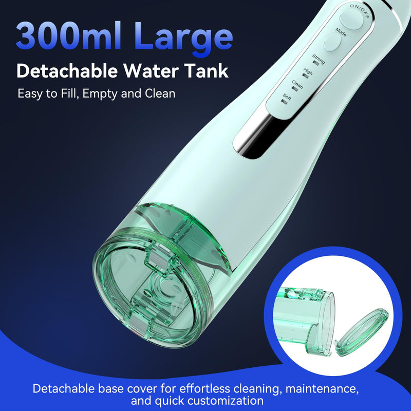 Water flossers for Teeth Pick, Portable Oral Irrigator Dental with 4 Modes 5 Jet Tips, IPX7 Rechargeable Water Tooth Flosser for Braces Sensitive Gum Care, 300ml Tank for Home Travel Use