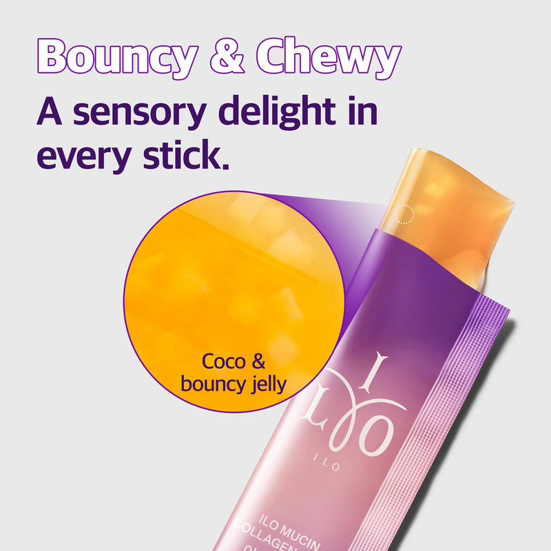 Mucin Collagen Jelly for Women - Hyaluronic Acid & BEAUMINO Amino, 10 Count | Donut peach jelly sticks with plant mucin, aloe vera, hyaluronic acid & BEAUMINO amino complex; chewy nata de coco, no pills