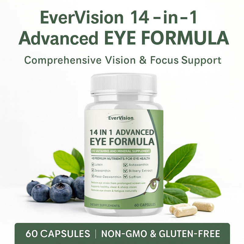 14 in 1 Advanced Eye Formula – Eye Vitamin and Mineral Supplement with Lutein, Zeaxanthin, Zinc & Bilberry Extract – Vision & Focus Support (1)