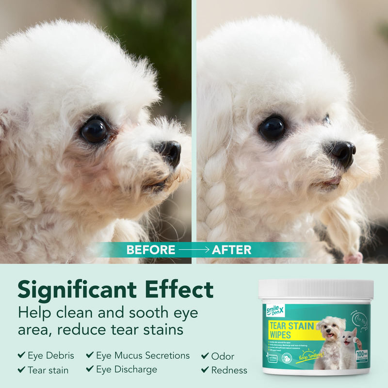 Eye Wipes for Dogs & Cats, Hypoallergenic Pet Eye Cleaner Wipes with Plant Enzyme, Soothing Cleansing Pet Eye Wipes for Gently Remove Eye Debris, Discharge, Mucus (100 Pcs, Unscent) 100 Pcs - BeesActive Australia