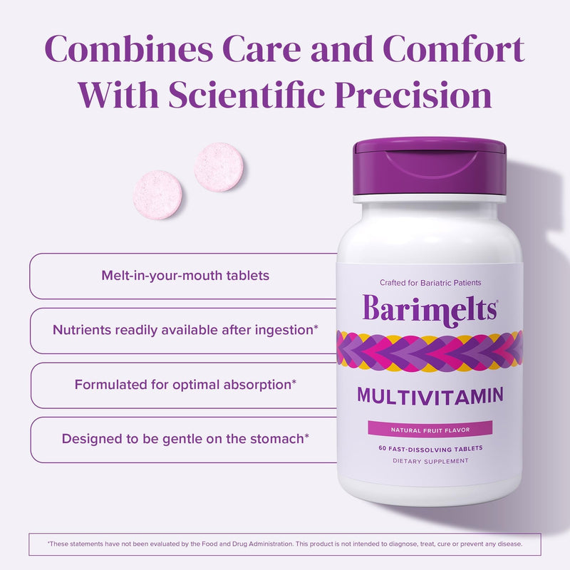 BariMelts Multivitamin, 120 Fast-Dissolving Tablets (2-Month Supply), Sugar-Free Bariatric Multivitamin for Women, Natural Fruit Flavor 60 Count (Pack of 2)