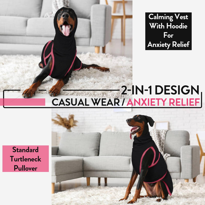Hjyokuso Dog Sweater with Calming Hood and Ear Protection, Dog Coat for Small Medium Large Dogs, Calming Vest for Dogs, Dog Coat for Anxious Dogs, Dog Anxiety Jacket XS Black - BeesActive Australia