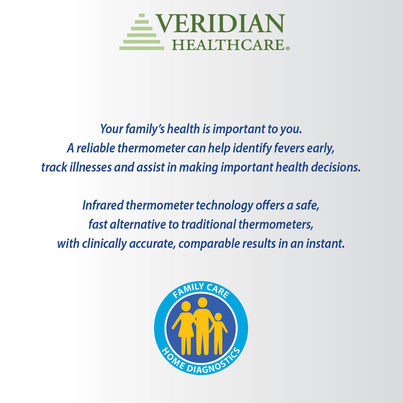 Veridian Healthcare Temple & Underarm Thermometer | Infrared Measurements | Fast 4-Second Readout | Fever Alert | Backlit Display | Programmable Timer | 1-Year Warranty - BeesActive Australia