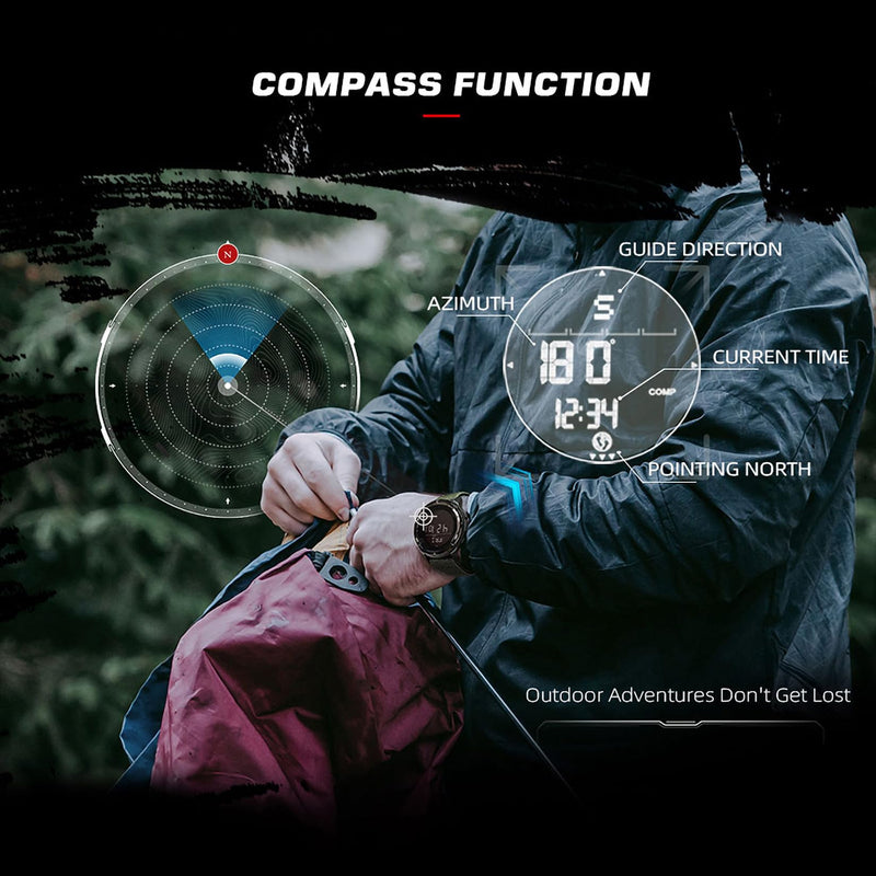 DIDITIME Tactical Watches for Men, Military Watches for Men, Waterproof 164FT, Fitness Watch, Mens Digital Watches with Compass, Metronome, Pedometer, Lightweight Breathable Nylon Watch ALPS-BLACK - BeesActive Australia