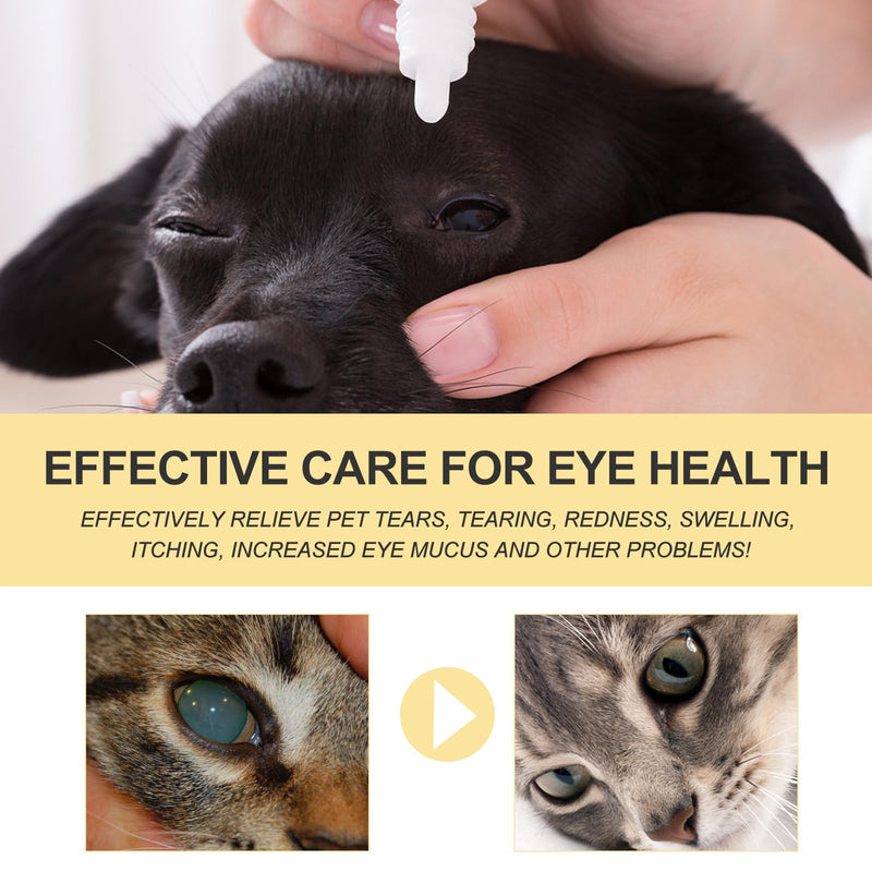Pack of 2 Eye Drops for Dogs and Cats, Eye Drops for Pets, Gentle Eye Care for Removing Tear Stains, Relieves Itching, Reduces Eye Redness, Ideal for Sensitive Animal Eyes