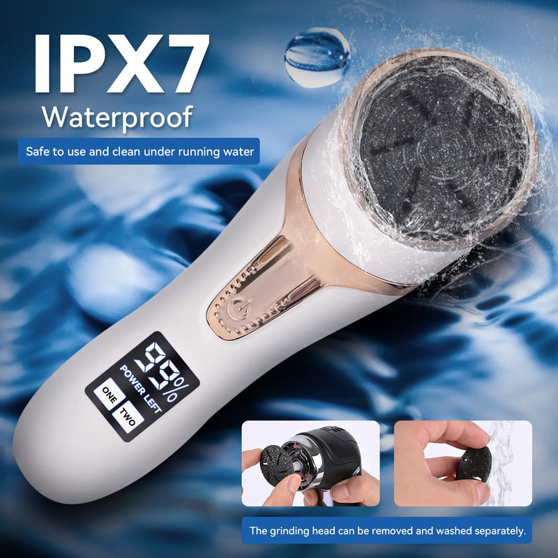 Electric Callus Remover for Feet with Vacuum, Premium Portable Pedicure Tools Rechargeable Waterproof 2 Speed Foot File Scrubber Callus Remover Tool Foot Care kit （White） White4 - BeesActive Australia