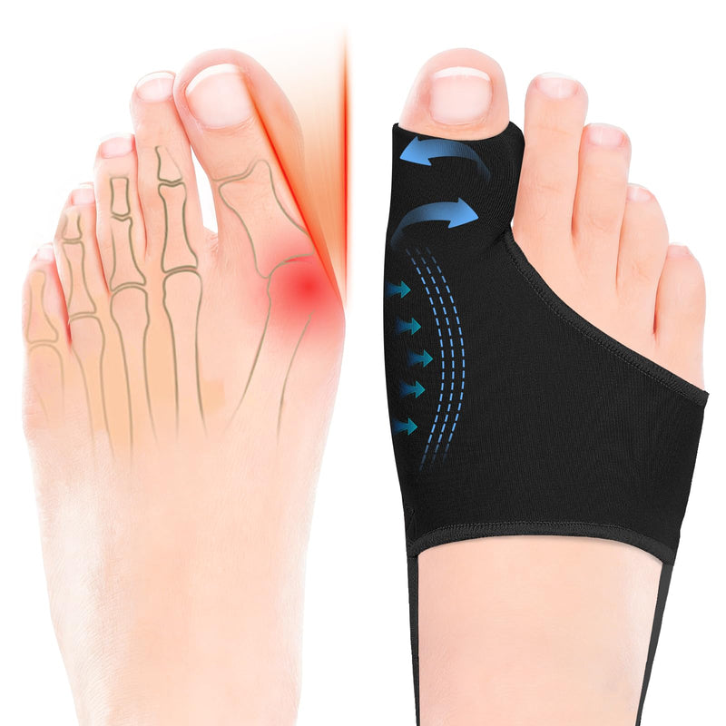 2PCS Bunion Corrector for Women & Men Big Toe, Big Toe Separators, Hammer Toe Straightener,Bunion Pads with Spacers, Hallux Valgus Pain Relief, Comfortable & Breathable for Day/Night Black 1 - BeesActive Australia