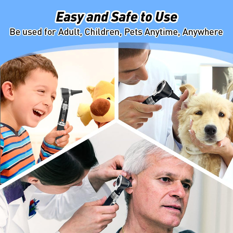 Scian Otoscope - Ear Scope with Light, Ear Infection Detector and Pocket Ear Checker Kit with 3X Magnify Lens, Suitable for Kids, Adults, Doctors, Pets(Black) Black - BeesActive Australia