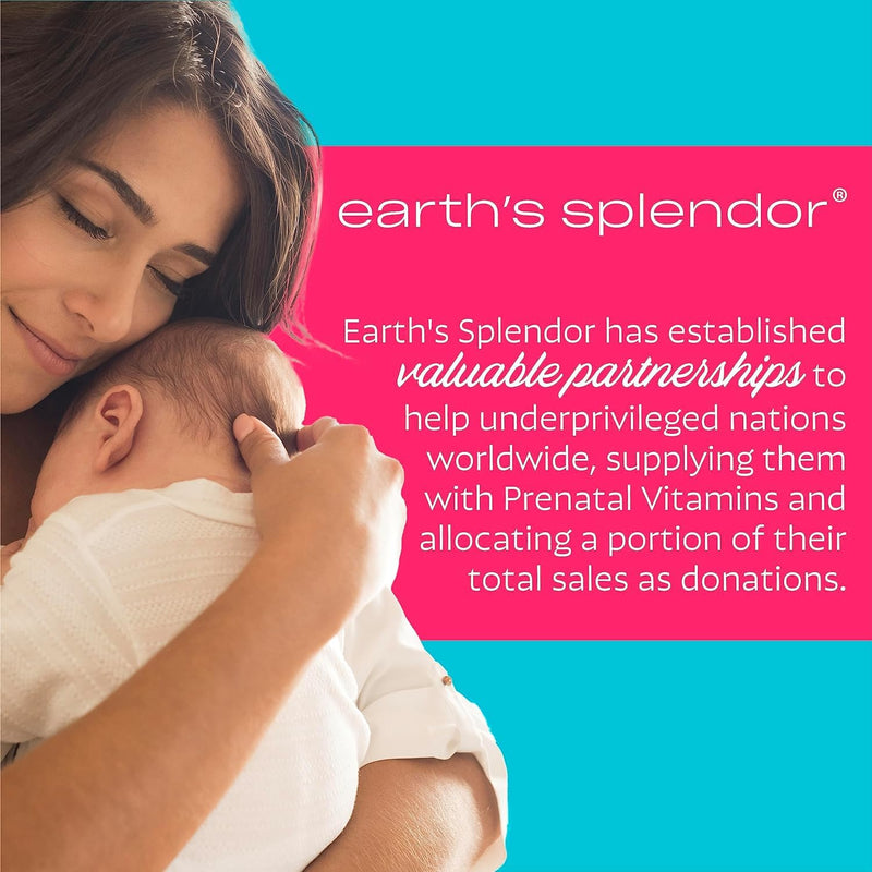 Earth's Splendor Prenatal Multivitamin Pregnancy Folic Acid Iron 180 Tablets | Prenatal Multivitamin Healthy Pregnancy Baby Growth Brain Development Folic Acid Iron Non GMO MMS Studied 6 Month Supply