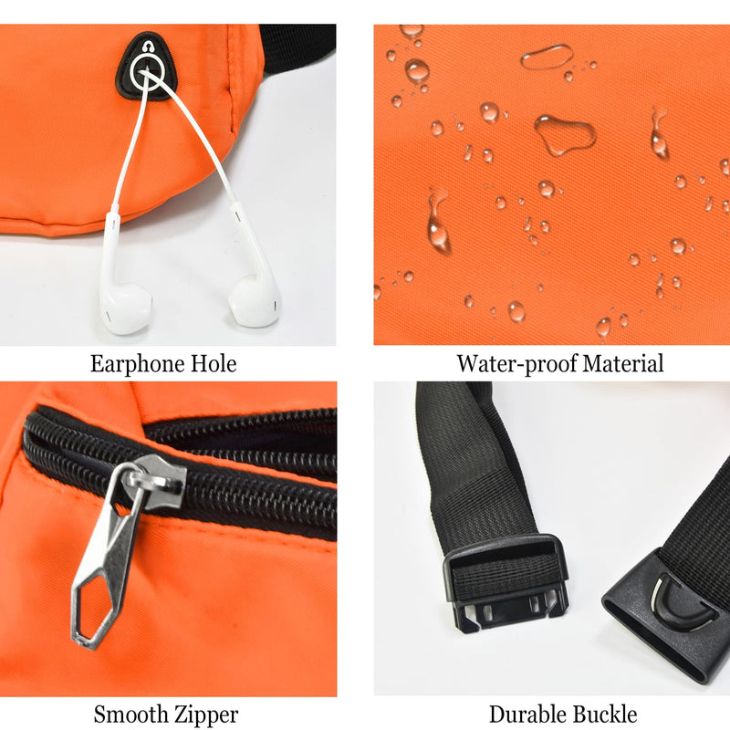 Fanny Pack for Women Men,Crossbody Fanny Pack Water Resistant Sports Waist Bag Pack, Belt Bag for Travel Hiking Running 2pack-black/orange