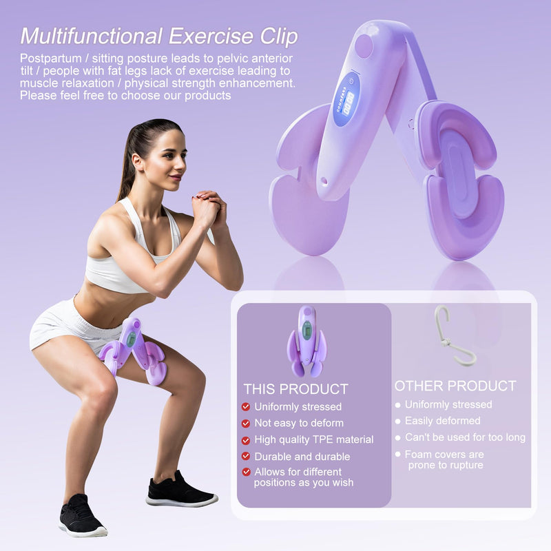 Keyoung Thigh Hip Trainer Kegel Exerciser, Pelvic Floor Trainer, Inner Thigh Trimmer, Thigh Tensioner Exercise for Home Kegel Postpartum Rehab,Workout Equipment Kegel Exercise Products Purple - BeesActive Australia