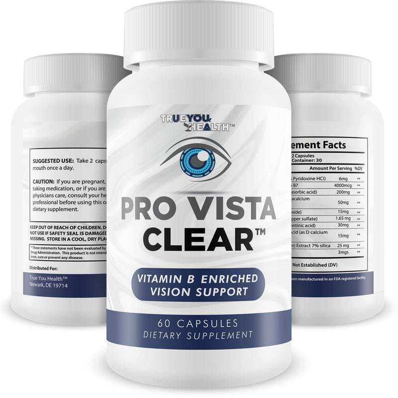 Pro Vista Clear for Eyes - Vitamin B Enriched Vision Support - Our Best Pro Vista Clear Vision Formula Proprietarily Formulated to Naturally Support Eye Health - Vitamin & Mineral Formula