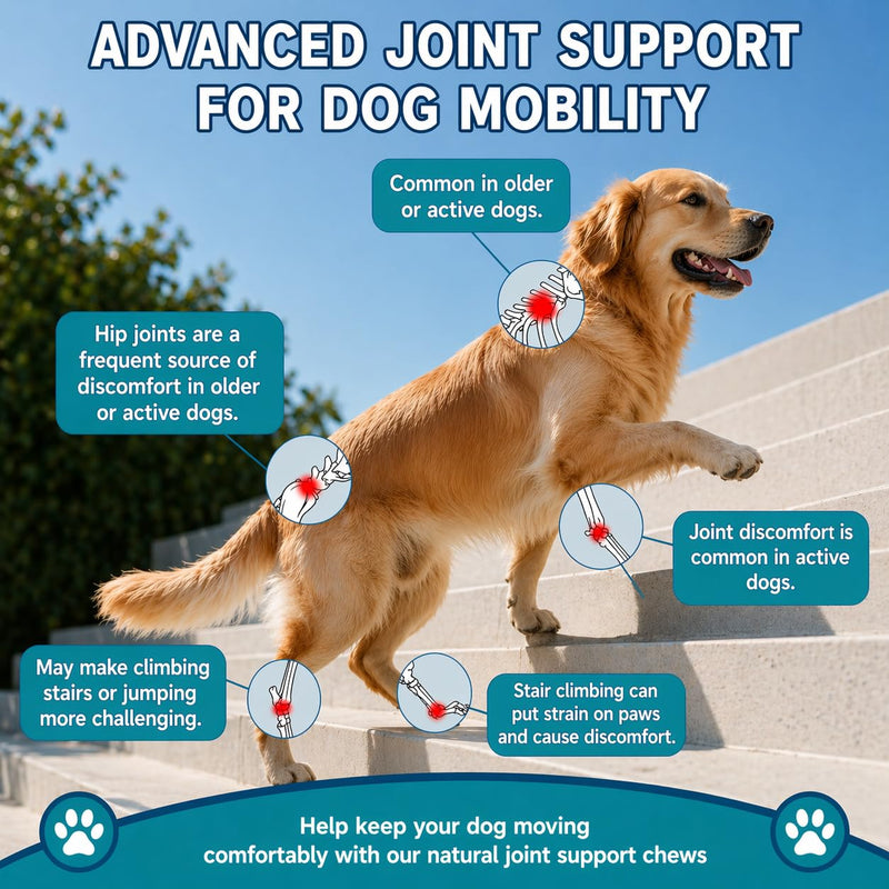Bailey & Buddies Hip and Joint Supplement for Dogs, 120 Soft Chews with Glucosamine, Chondroitin, MSM and Green-Lipped Mussel, Joint Support for Senior Dogs and All Breeds - Chicken Flavor