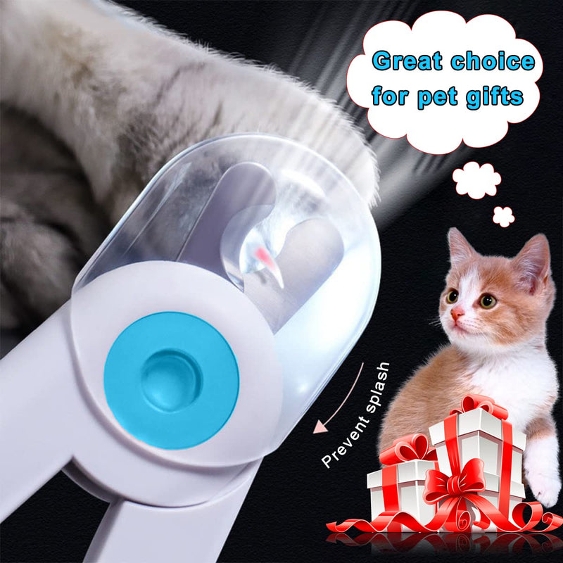 EPROICKS nail clippers with LED light for dogs and cats, claw scissors for cats and dogs, with nail file and splash-proof protection device, for medium and small pets, claw care blue - BeesActive Australia