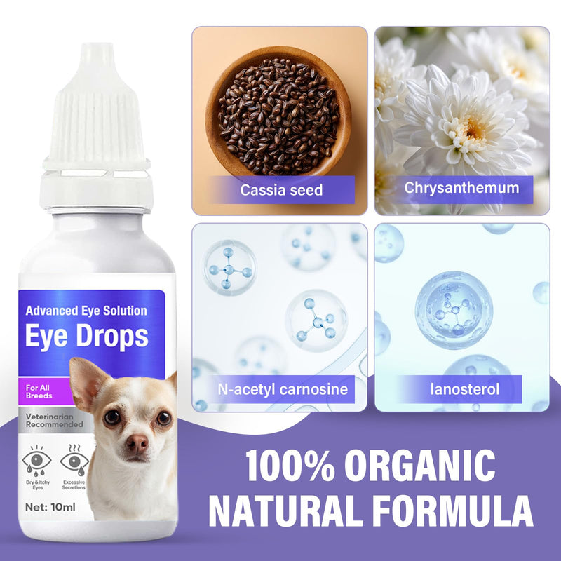 Dog Eye Drops, Premium Eye Drops for Dogs to Flush & Soothe, Advanced Dog Eye Wash for Daily Care & Tear Stain Prevention, Effective Dog Eye Infection Treatment, 10ml/2 Bottles 1Count(Pack of 1)
