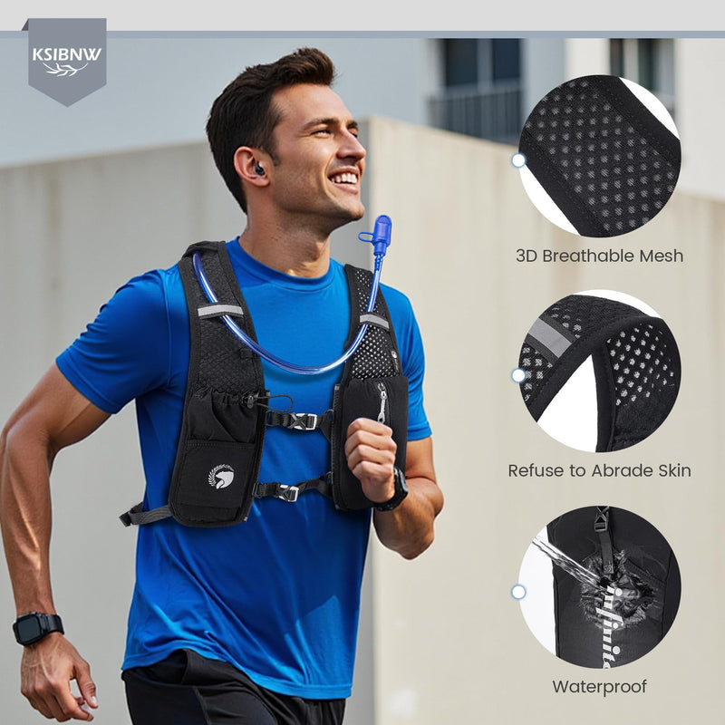 KSIBNW Running Vest for Women and Men, Lightweight Hydration Vest Backpack with 1.5L Water Bladder Bag Running Backpack for Hiking Biking Trail Cycling Race Marathon Pink