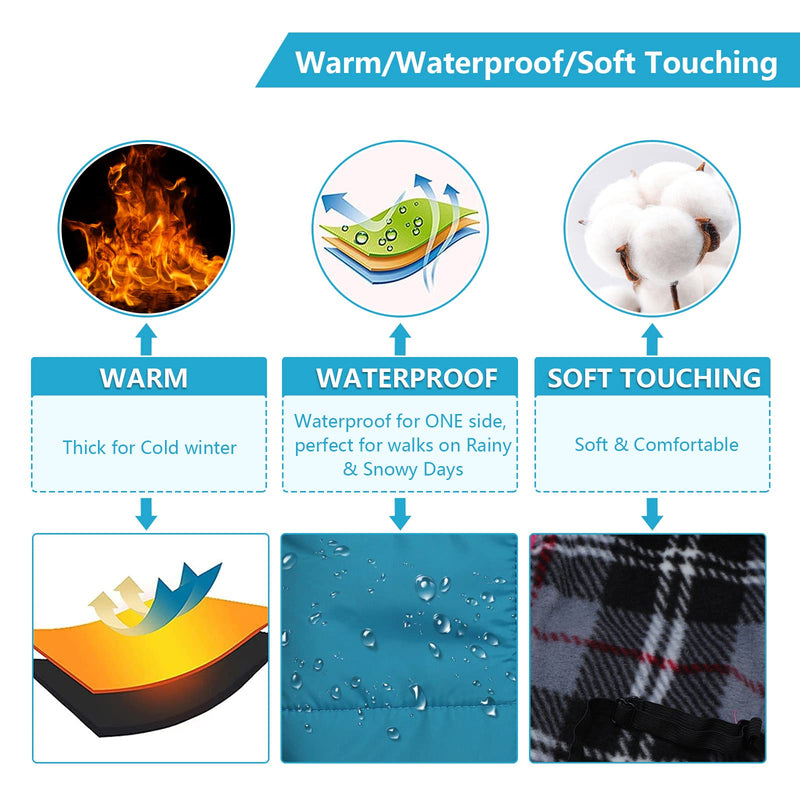 Geyecete Winter Warm Coat Waterproof Dog Winter Jacket with Harness Traction Belt,Pet Outdoor Jacket Dog Autumn and Winter Clothes for Medium, Small Dog-Blue-L Large Blue - BeesActive Australia