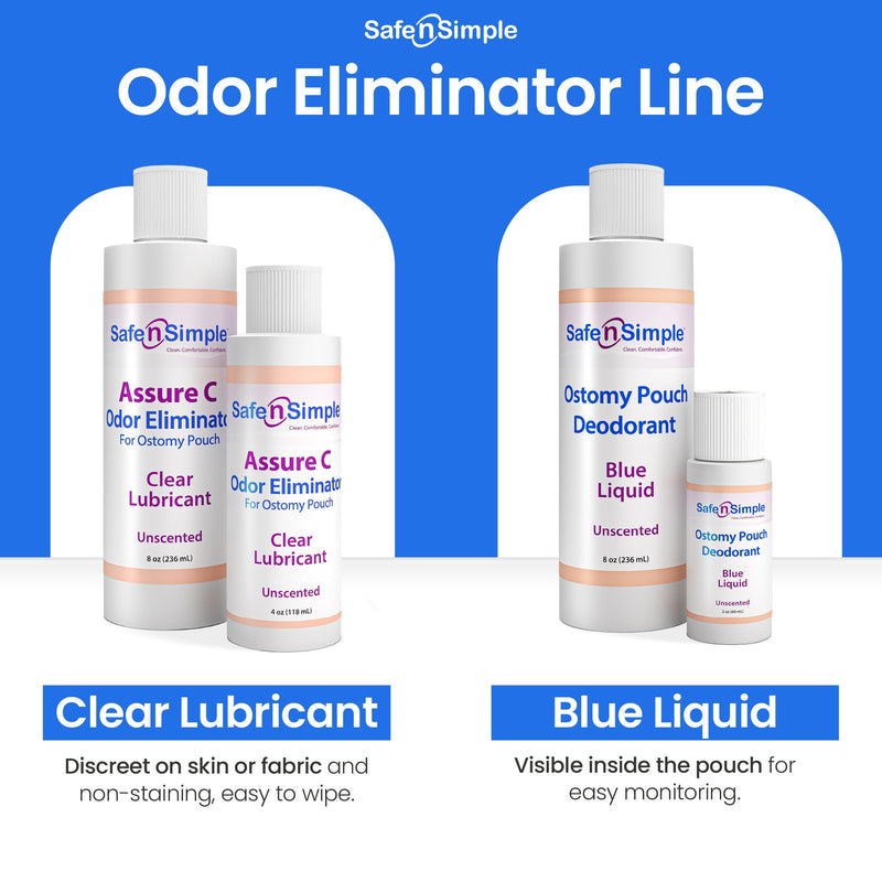 Safe n' Simple Assure C - Clear Lubricating Ostomy Pouch Deodorant - Colostomy Bag Odor Eliminator - Colostomy Deodorizer Lubricant - 8 Fluid Ounce Drops 8 Fl Oz (Pack of 1)