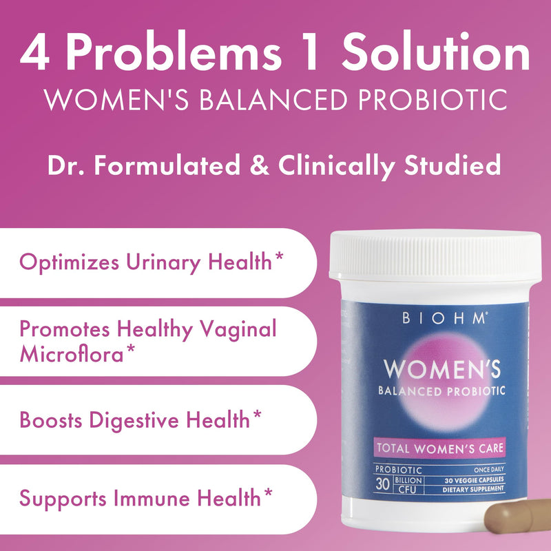 BIOHM Probiotics for Women, 30 Billion CFU, 9 Strains (30 Count) Helps Support Total Gut Health, Digestive & Immune System, Vaginal Probiotic for Urinary Tract & Vaginal Health, 30 Day Supply 30 Caps: Womens Probiotic