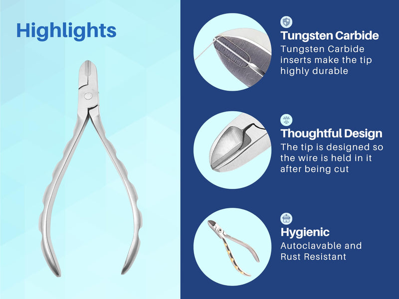 ARTMAN INSTRUMENTS Braces Wire Cutter – Orthodontic Dental Tool Pliers with Tungsten Carbide Inserts, Gold-Plated Handle, Autoclavable, Durable Cutting Edge - BeesActive Australia