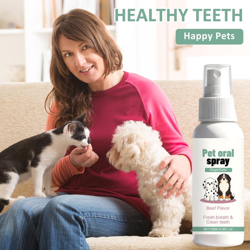 2 Pcs Dog Teeth Cleaning Spray, Oral Spray for Dogs, Fresh Breath, No-Brush Oral Care, Easy Daily Use Dog Breath Freshener for Dogs Cats
