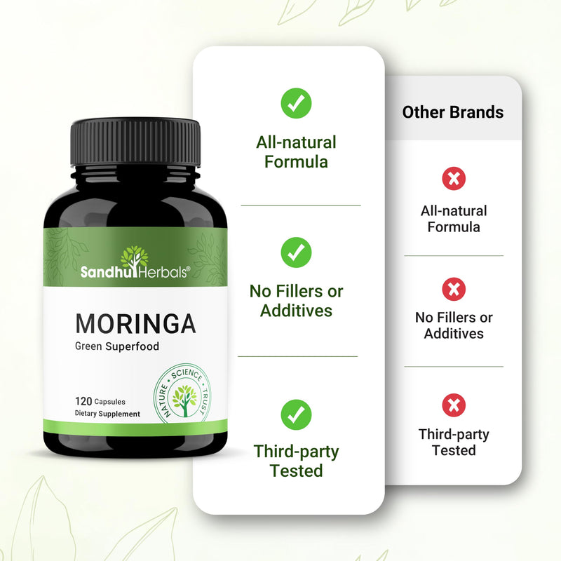 Pure Moringa Capsules for Women & Men | 120 Count Green Antioxidant Natural Superfood 900mg | Maringa Oleifera Supplement | Supports Immune, Skin & Gut Health | Made in USA