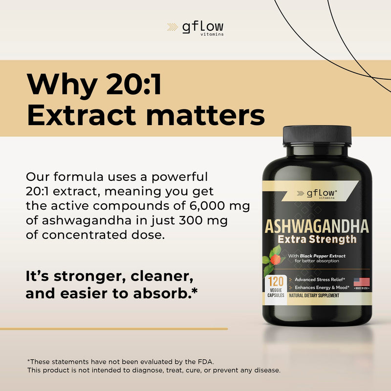 Ashwagandha Supplements for Women and Men | Sleep, Mood and Energy Support | Extra Strength, Vegan Friendly, Non-GMO, Made in USA 120 Count (Pack of 1)