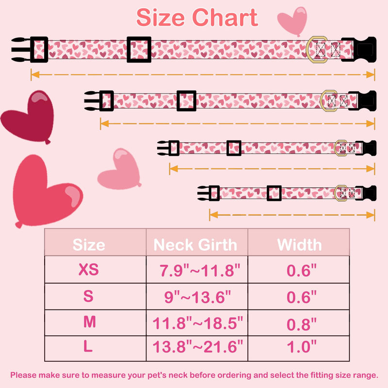 Faygarsle Valentine's Day Dog Collar Cute Loving Heart Printed Collar for Dogs for Small Medium Large Dogs Pink Cotton Collar for Girl and Boy Dogs L Pink Loveing - BeesActive Australia