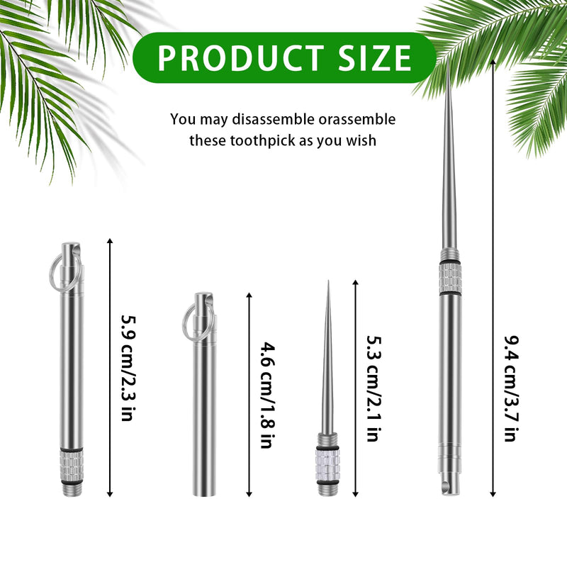 6 PCS Metal Toothpick Portable Toothpick Reusable Toothpick Pocket Toothpicks with Keychain Stainless Steel Dental Picks Travel Large Toothpicks Pocket Toothpick Holder Set - BeesActive Australia