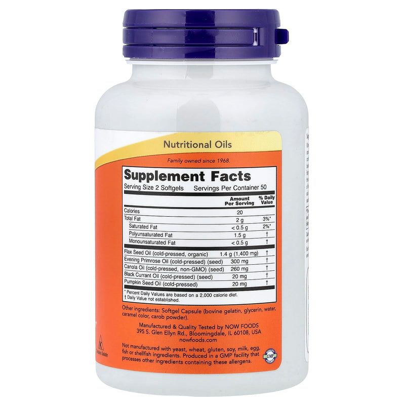 Now Foods Omega 3-6-9, 1,000 mg, 100 Softgel Flax 1 Count (Pack of 1)