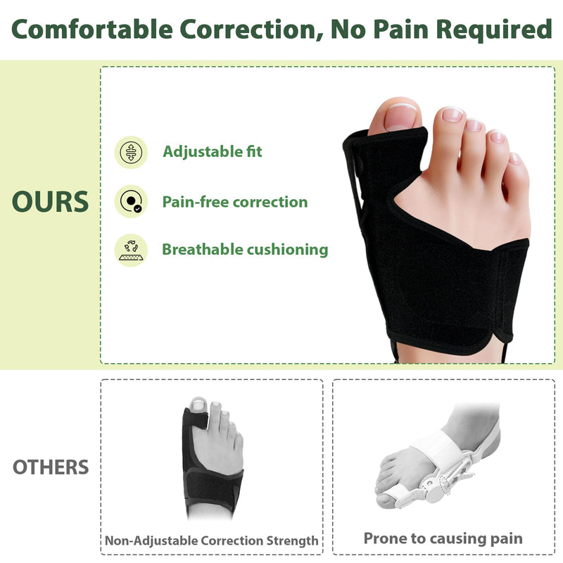 Bunion Corrector for Women & Men (2PCS), Adjustable Big Toe Separator, Day/Night Orthopedic Bunion Splint, Non-Surgical Hallux Valgus & Hammer Toe Straightener