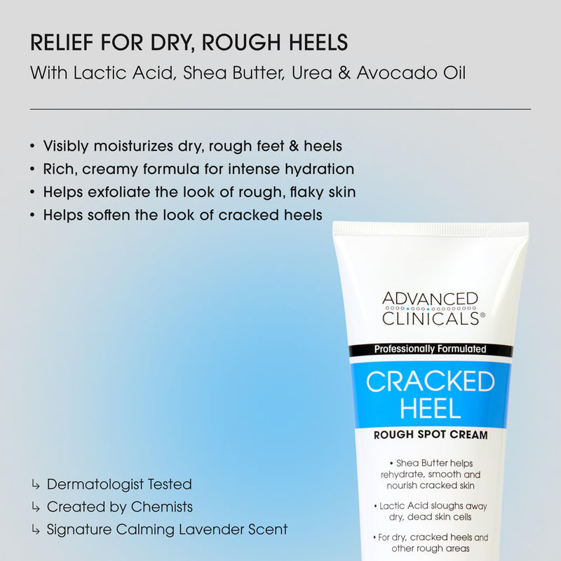 Advanced Clinicals Cracked Heel Foot Cream Skin Care Moisturizer Lotion For Feet W/Shea Butter | Helps Heal Cracked Skin, Rough Spots, Calluses, & Dry Skin | Foot Lotion | Hand Lotion| Large 8 Fl Oz 8 Fl Oz (Pack of 1) Cracked Heel Foot Lotion - BeesActive Australia