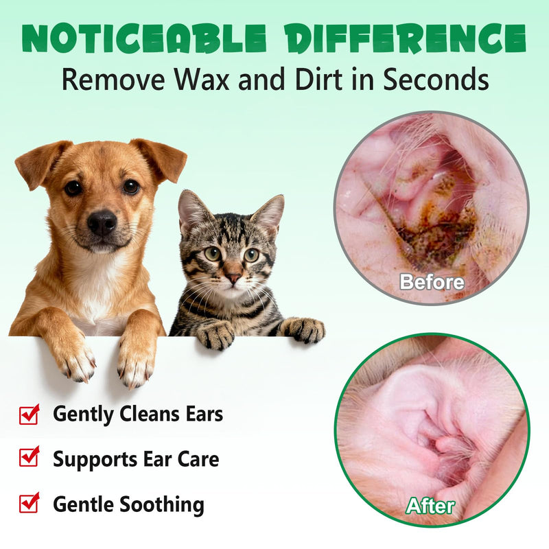 Dog Ear Drops, Ear Drops For Dogs 2 Pack, Non-Toxic, Non Irritating, Alleviation Suffering From Ear Mites&Built-Up Wax And Dirt, Dog Ear Infection Treatment, Pets External Ear Cleaner Solution