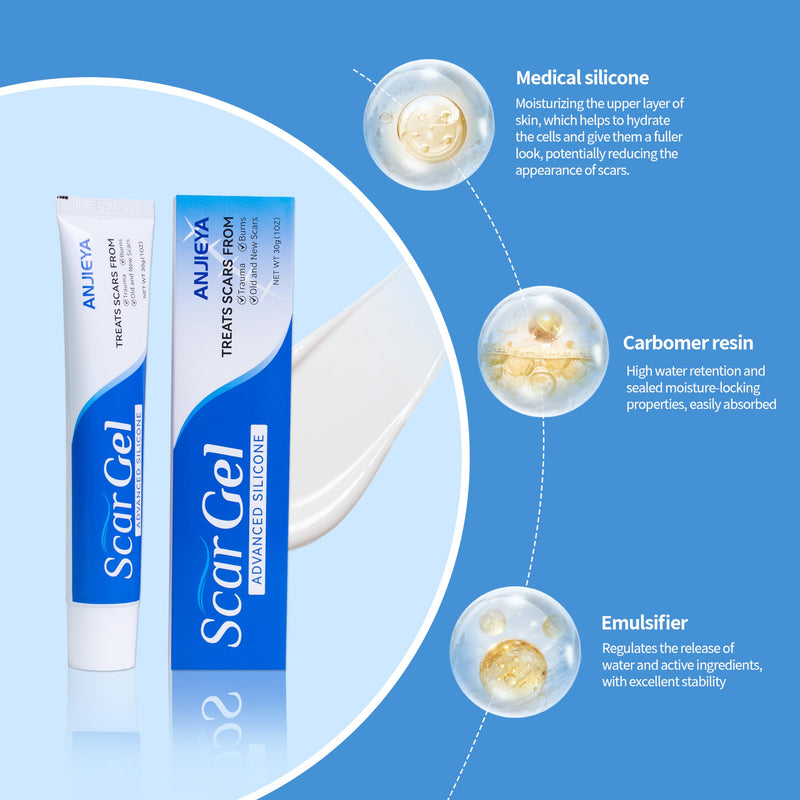 Silicone Scar Gel Advanced Scar Cream for Old & New Scars, Fades C-Section, Keloids, Stretch Marks, Burns, Surgeon Recommended Scar Repair A