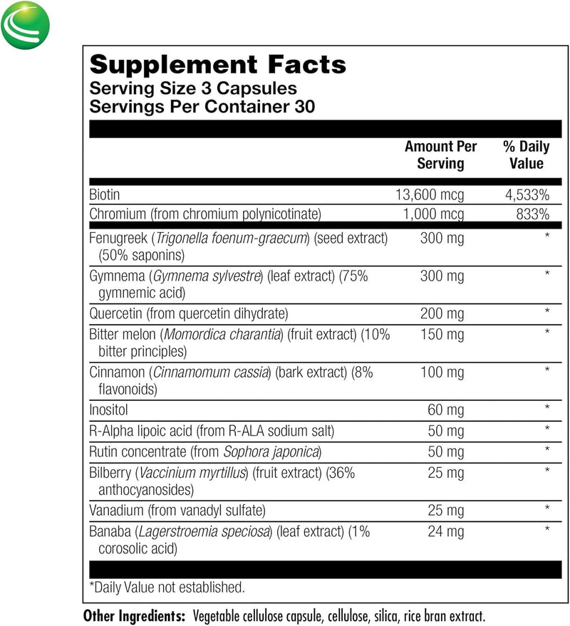 Nutra Biogenesis Diabetone, Metabolic Support Supplement, 90 Capsules | Contains Cinnamon, Gymnema, Inositol & Bitter Melon, Herbal Balance Complex for Women & Men