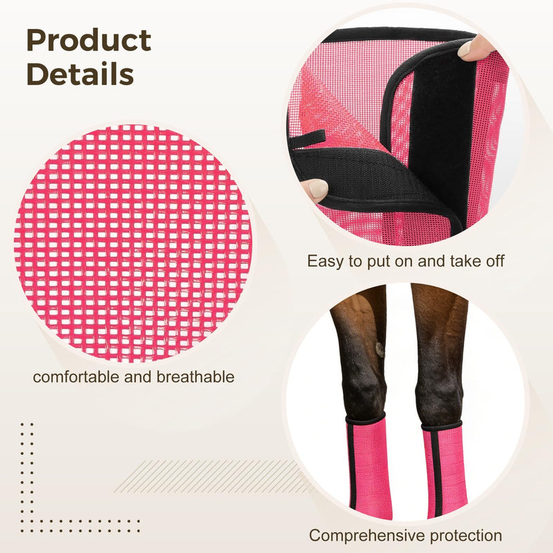 4 Pcs Horse Fly Boots Set, Breathable Shoo Fly Boots with Edge-Curved Design, Horse Leg Protectors with Stable Support, Stomp Reduction for All-Around Protection