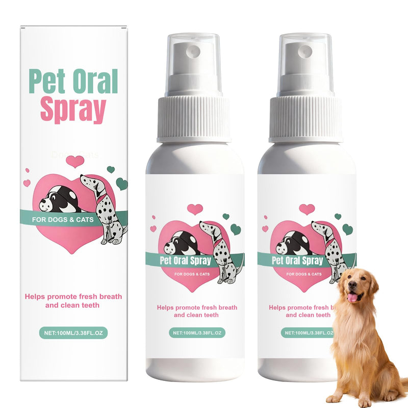 Denta Spray for Dogs & Cats, 2PCS Paw Dental Sprays, Dog Denta Spray Natural Breath Freshener, No-Brush Oral Care, Daily Denta Hygiene
