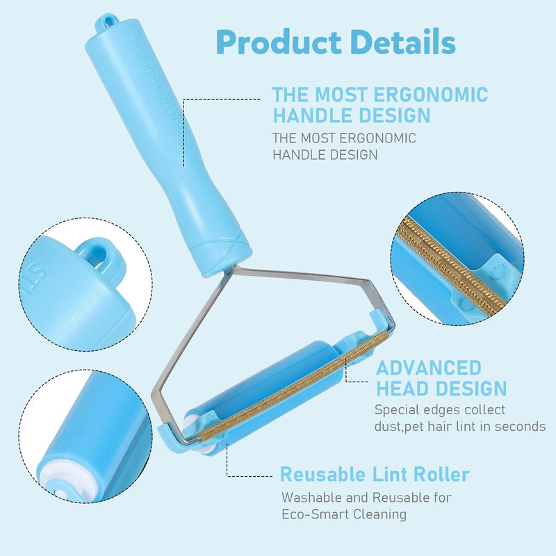 Reusable Lint Roller -Pet Hair Removal Tool and Carpet Rake Cat and Dog Hair Remover for Furniture, Couch, Carpet,Clothing and Bedding - Portable,Multi-Surface Fur Removal - BeesActive Australia
