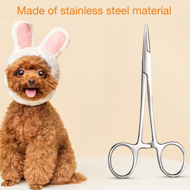 Hemostat Pliers, Stainless Steel Pet Dog Grooming Ear Cleaning Clamp Dog Cat Scissors Hair Clip Tool Curved Tip Non-Slip Locking Tweezers Removing Dog Ear Hair Care Tools Small - BeesActive Australia