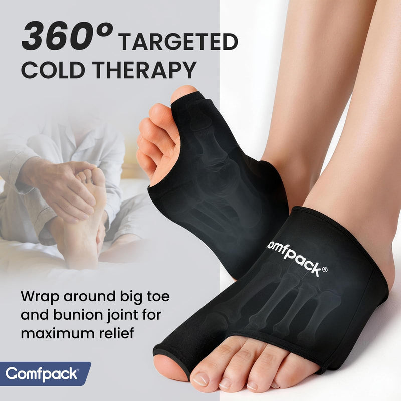 Comfpack Foot Toe Ice Packs Wrap for Bunion, Plantar Fasciitis, Hallux Valgus, Gout, Swelling & Injuries, Big Toe Brace for Arthritis, Hot Cold Compress Therapy Gel Ice Pack for Feet Recovery, 2 Packs - BeesActive Australia