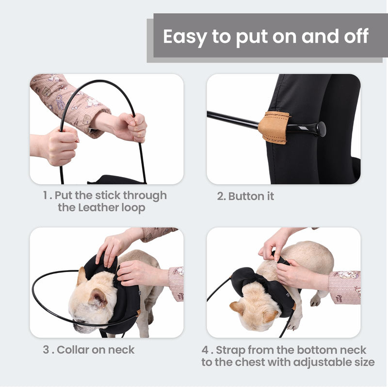 Adjustable Anti-Collision Ring Harness for Blind Pets – Lightweight Guiding Collar for Dogs and Cats with Vision Impairment or Eye Injuries (Black, XL) Black XL (Refer Size Chart) - BeesActive Australia