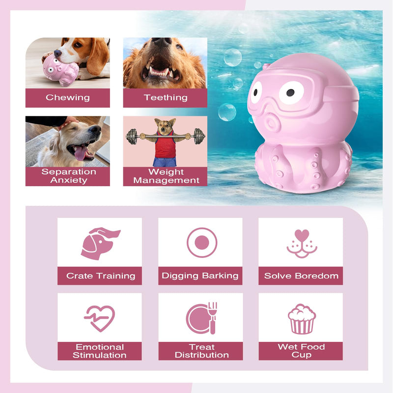 Sedios Treat Dispensing Dog Toy, Large Dog Chew Toy, Multifunctional Adjustable Wet Food Cup and Dry Food Puzzles Toy, Dog Slow Feeder Toy for Large/Medium/Small Breed(Octopus) Purple(Octopus) - BeesActive Australia