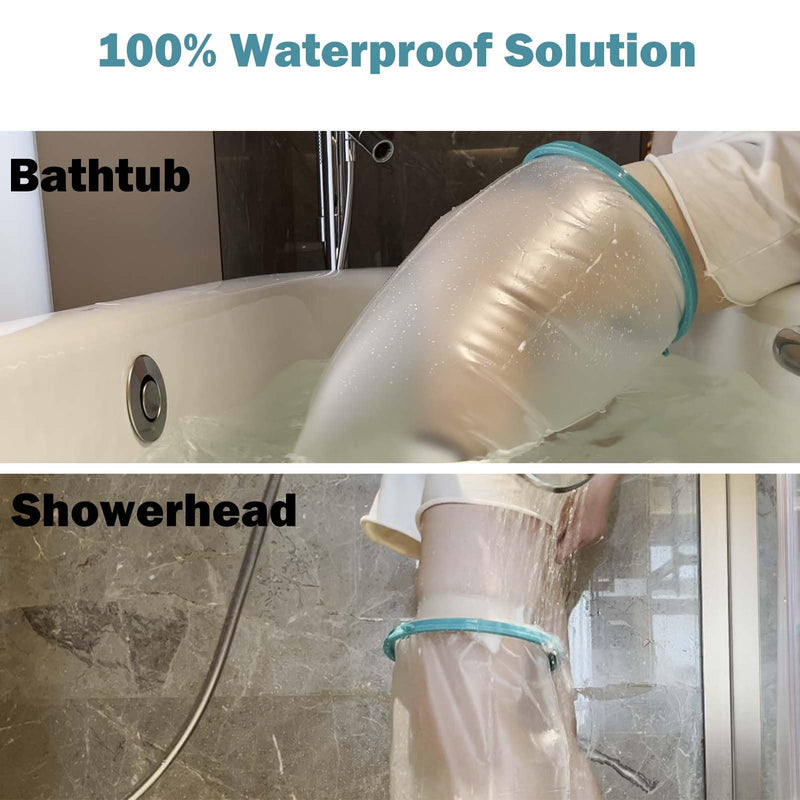 CIVJET Cast Covers for Shower Leg, Waterproof Cast Cover for Showering, Cast Protector for Shower Adult, Shower Boots for Foot after Surgery, Full Leg, Thigh (Diameter - 9.8") Extra Long - Large Wide Reinforced Green