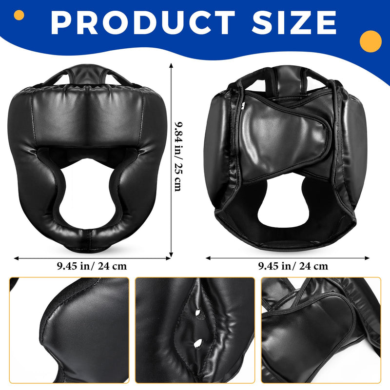 2 Pcs Boxing Headgear MMA Training Sparring Gear Muay Thai Headgear Adjustable Taekwondo Helmet for Kickboxing Sparring Trainees Youth Adult Men Black