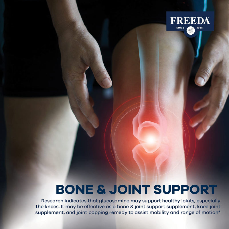 FREEDA Glucosamine MSM - Vegan Glucosamine with MSM Supplement - Bone & Joint Health Supplement - Vegetarian Glucosamine without Shellfish - Bone & Joint, Knee Supplement for Mobility (250 Capsules) 250 Count (Pack of 1) - BeesActive Australia