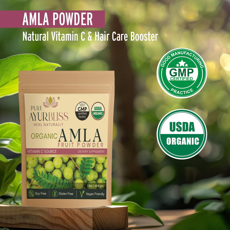 100% Organic Amla Powder, Ayurvedic Blend for Digestive Health, Immune Support, Vegan & Gluten-Free Nutrition, Natural Vitamin C Source for Hair, Skin, & Daily Wellness Vitality - 16oz 16 Ounce (Pack of 1)