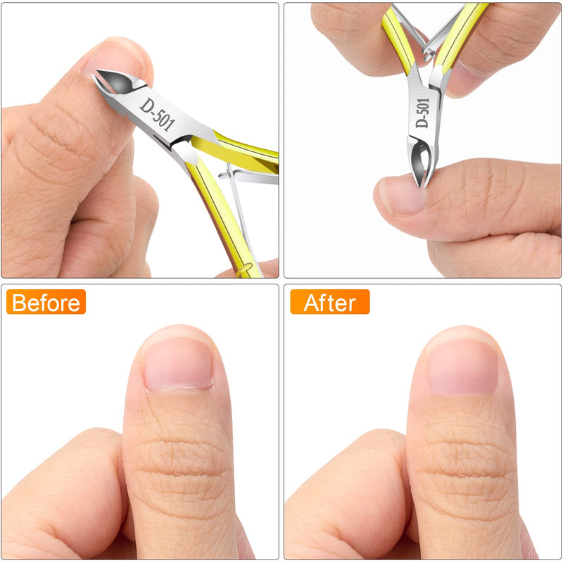 12Pack Cuticle Trimmer - Stainless Steel Nail Cuticle Nipper With Pusher - Manicure & Pedicure Tools for Finger & Toenails - Gold, Rainbow, Silver